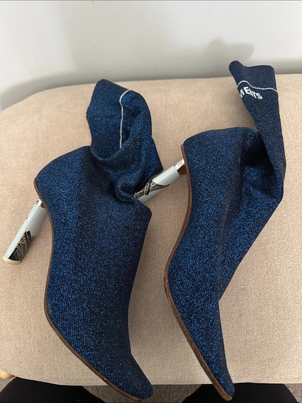 Vetements Metallic Navy Stretch Sock Boots